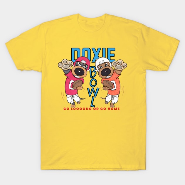 Funny Cute Doxie Dachshund Dog Football T-Shirt by Danny Gordon Art